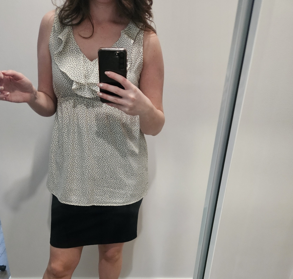 Black and White Sleeveless Tie Front Top